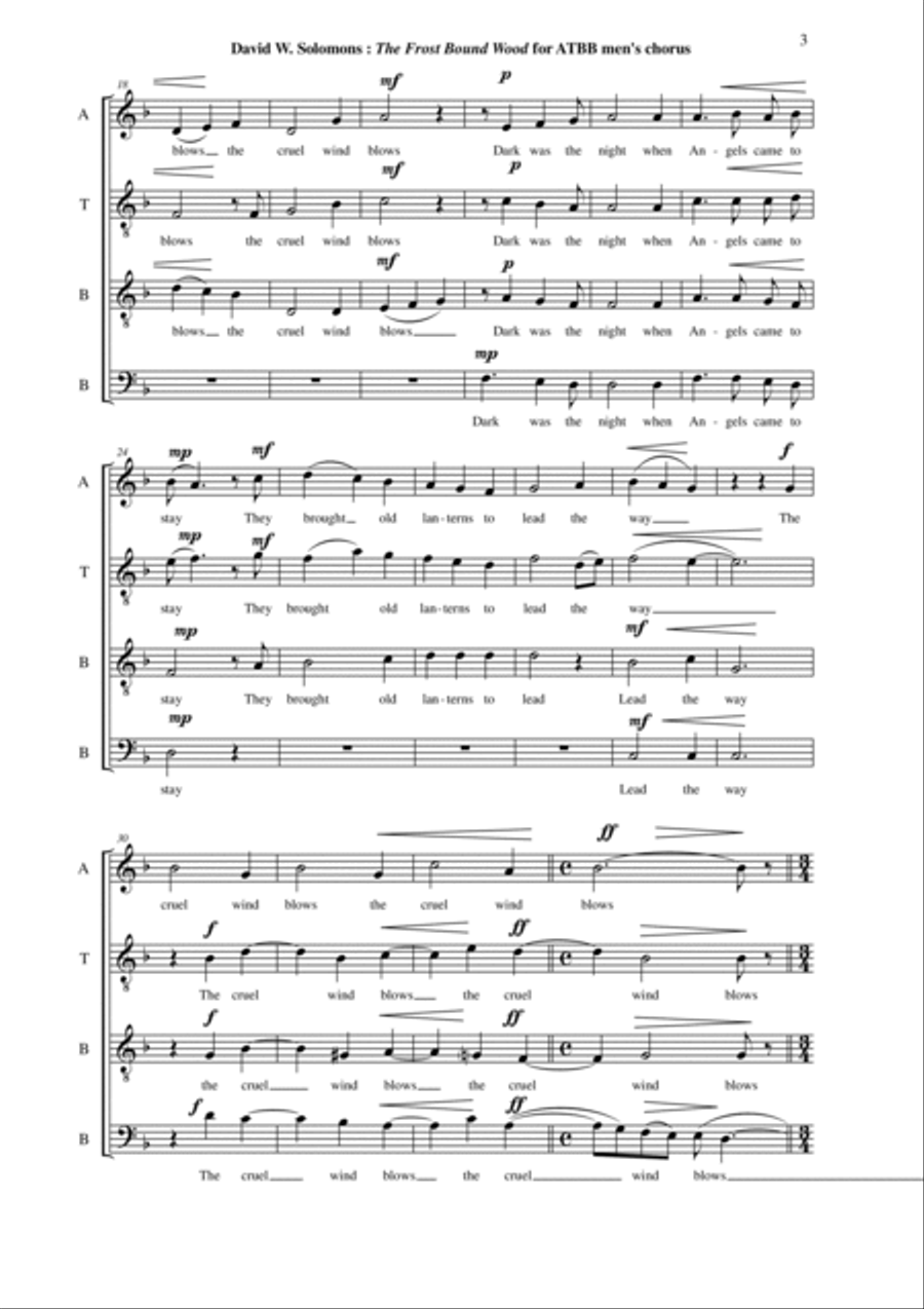 David W. Solomons - The Frostbound Wood for ATBB men's chorus a capella A Cappella scores gallery preview page 3