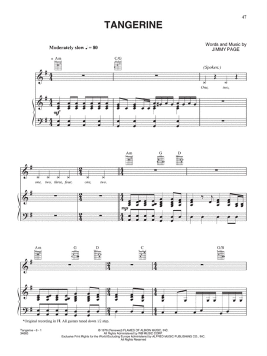 Tangerine Piano, Vocal, Guitar scores gallery preview page 1