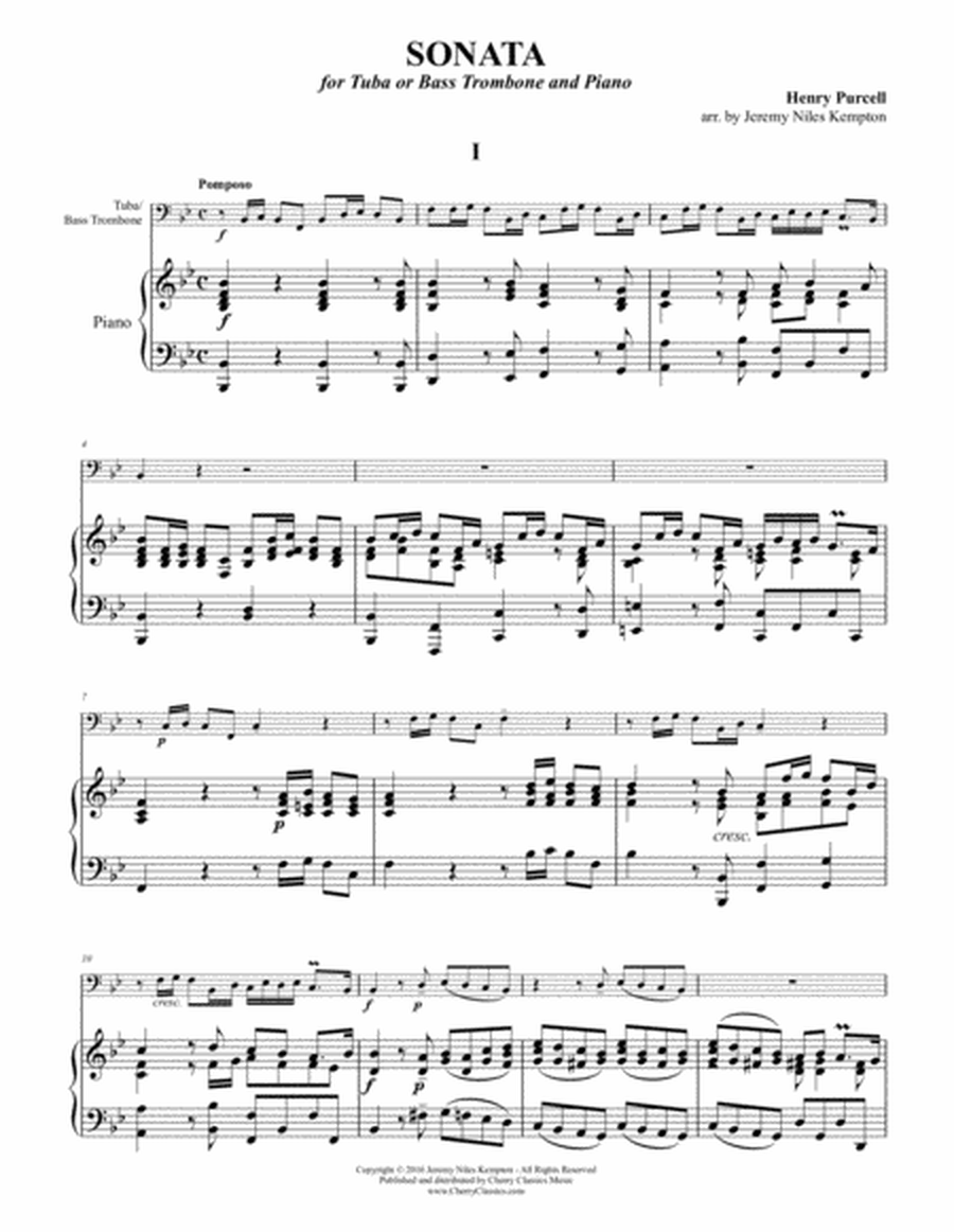 Sonata for Tuba or Bass Trombone & Piano or Organ