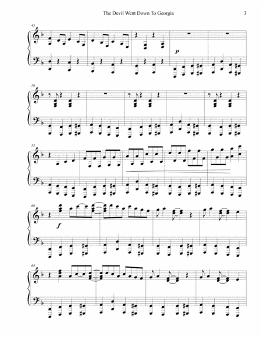 The Devil Went Down To Georgia Piano Solo scores gallery preview page 4