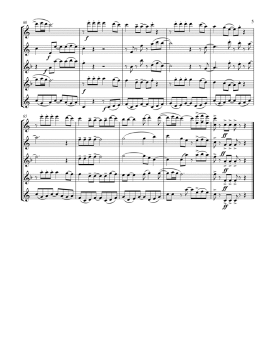 Feliz Navidad Saxophone Quintet scores gallery preview page 6