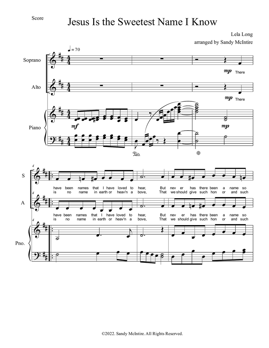Jesus Is the Sweetest Name I Know Alto Voice scores gallery preview page 1