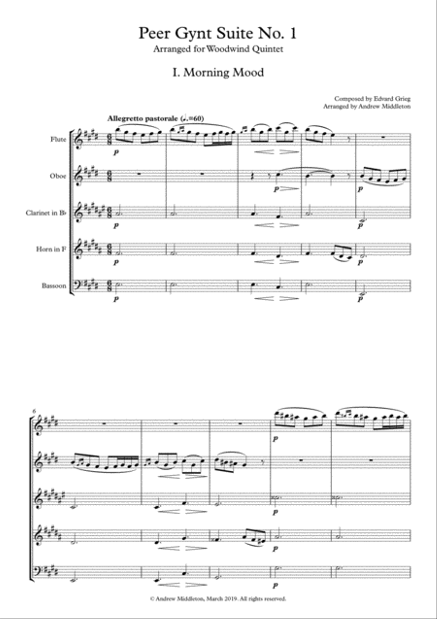 Peer Gynt Suite No. 1Op. 46 arranged for Woodwind Quintet Woodwind Quintet scores gallery preview page 3