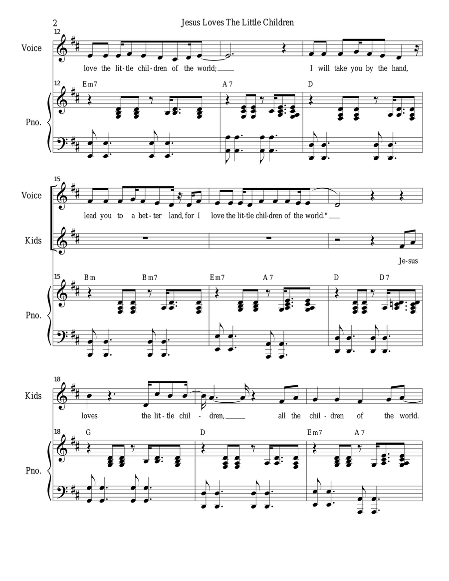 Jesus Loves The Little Children Unison Choir scores gallery preview page 2