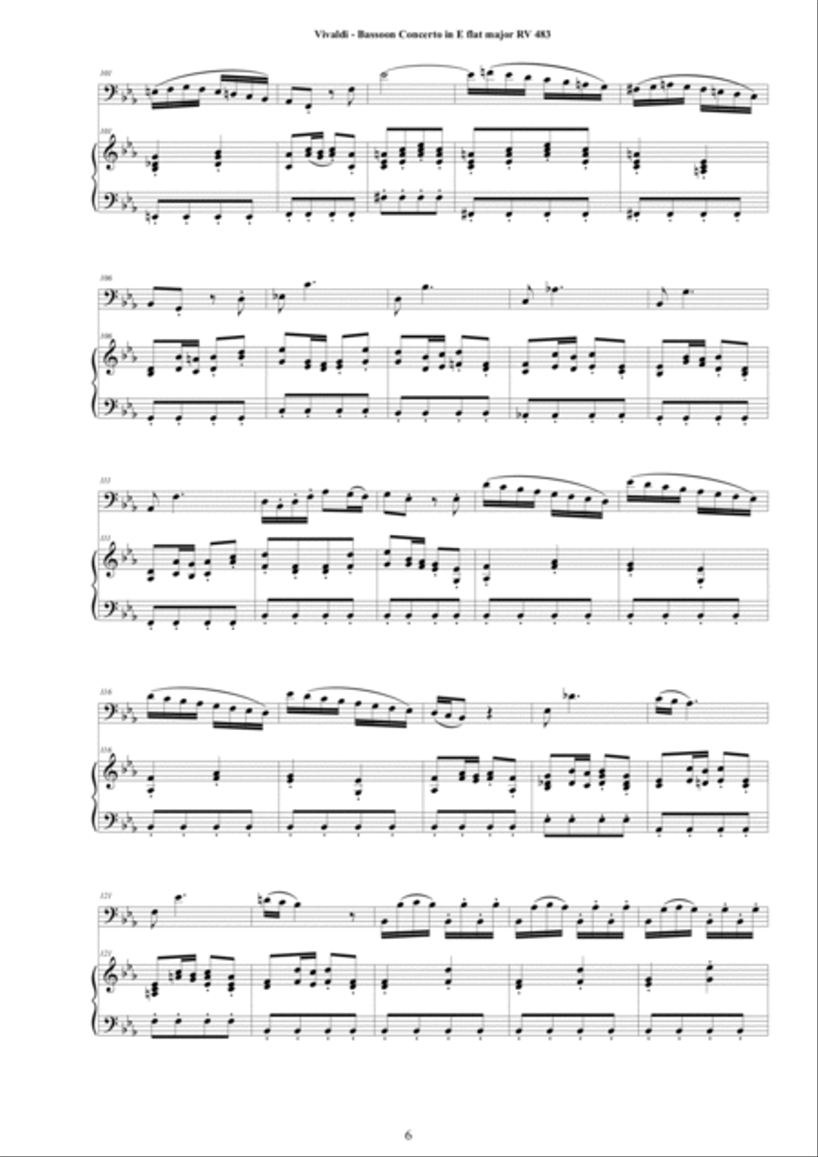 Vivaldi - Bassoon Concerto in E flat major RV 483 for Bassoon and Cembalo (or Piano) Bassoon Solo scores gallery preview page 6