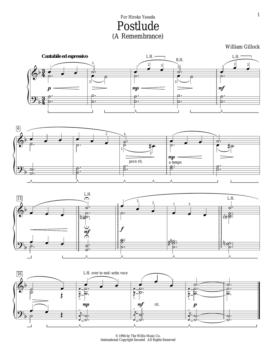 Postlude (A Remembrance)