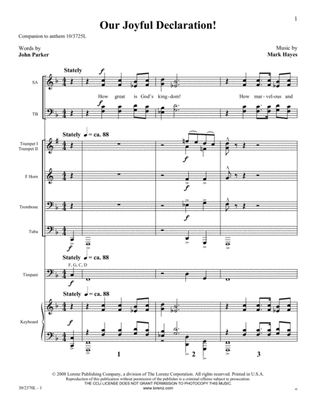 Our Joyful Declaration! - Brass and Timpani Score and Parts