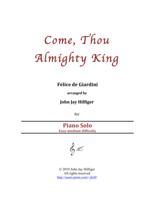 Book cover for Come, Thou Almighty King for Piano