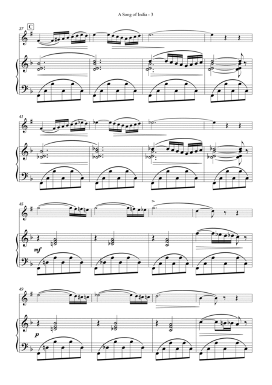 A Song of India From the Opera “SADKO” B-Flat Clarinet scores gallery preview page 3