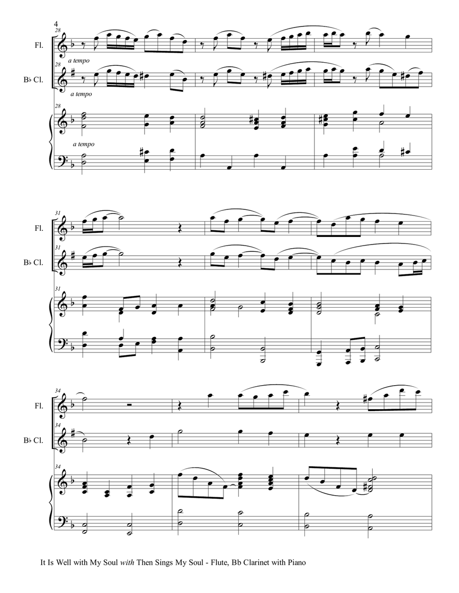 IT IS WELL WITH MY SOUL with THEN SINGS MY SOUL (Trio – Flute & Bb Clarinet with Piano) Score and Pa Woodwind Duet scores gallery preview page 5