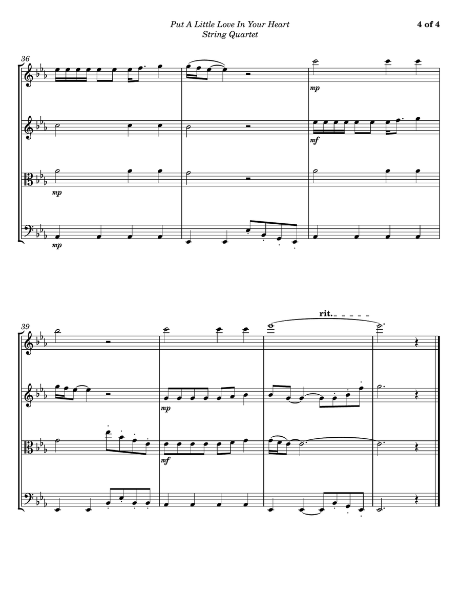 Put A Little Love In Your Heart String Quartet scores gallery preview page 4