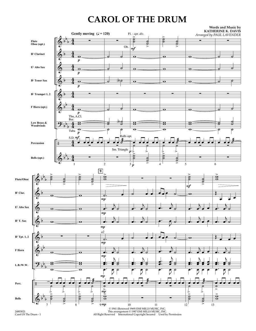 Carol of the Drum - Full Score Concert Band scores gallery preview page 1