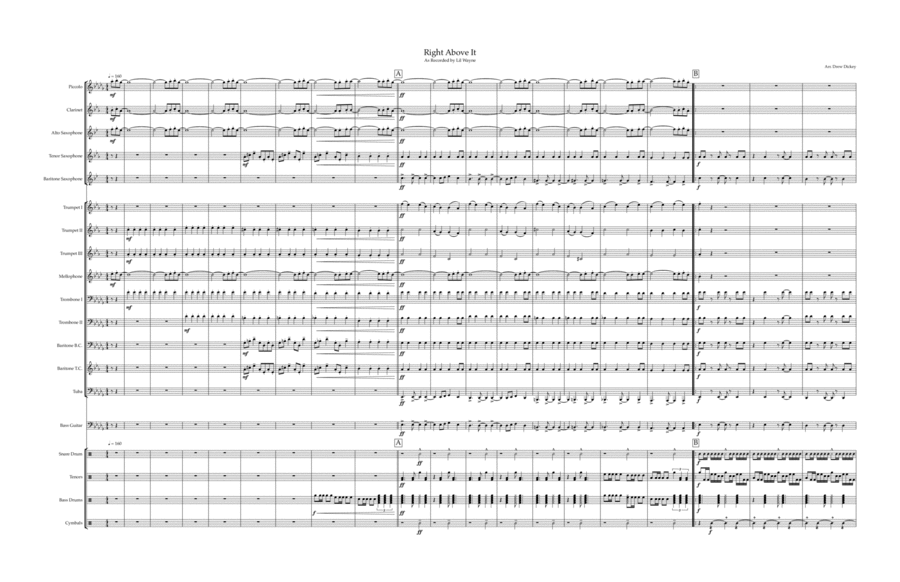 Right Above It Marching Band scores gallery preview page 1