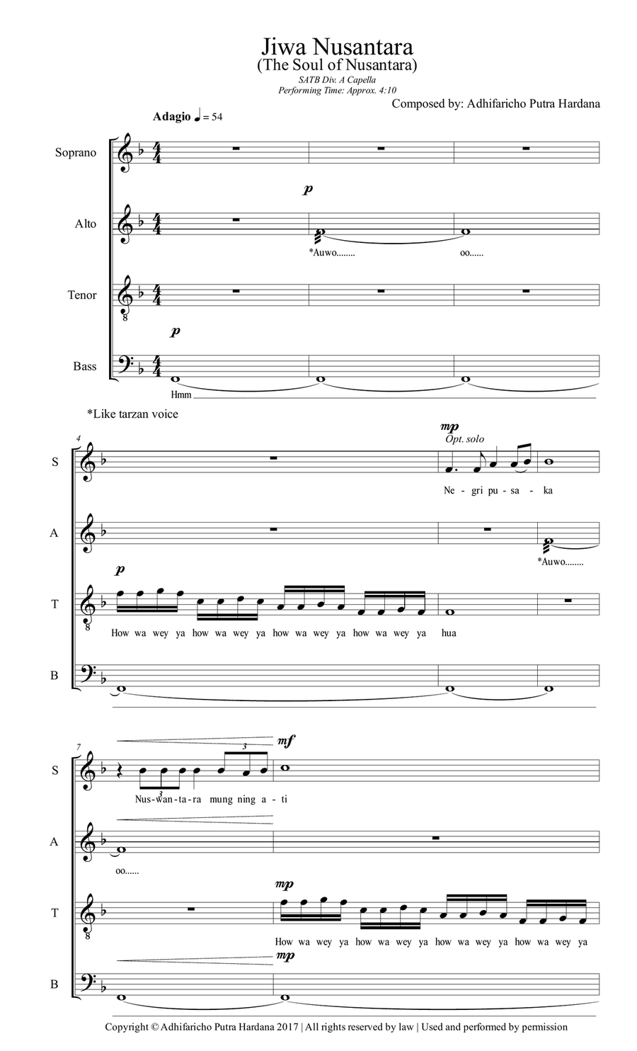 Jiwa Nusantara Jiwa Nusantara 4-Part scores gallery preview page 1