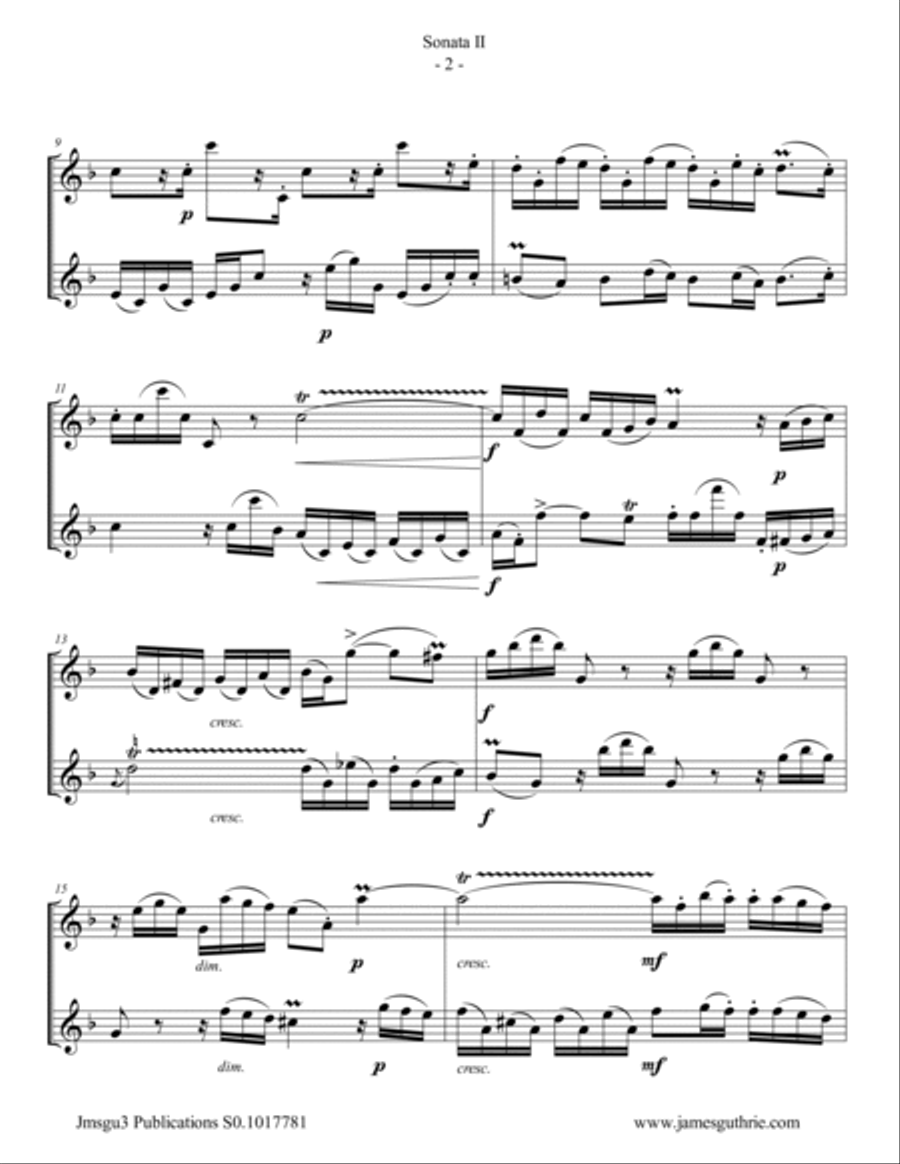 Handel: Sonata No. 2 for Alto Flute Duo Flute Duet scores gallery preview page 2