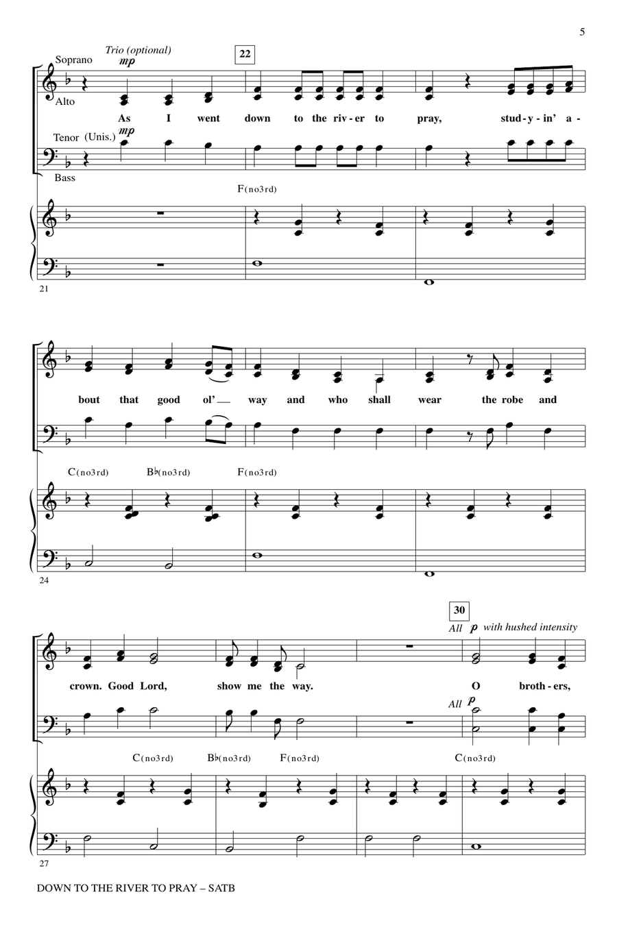 Down To The River To Pray 4-Part scores gallery preview page 3