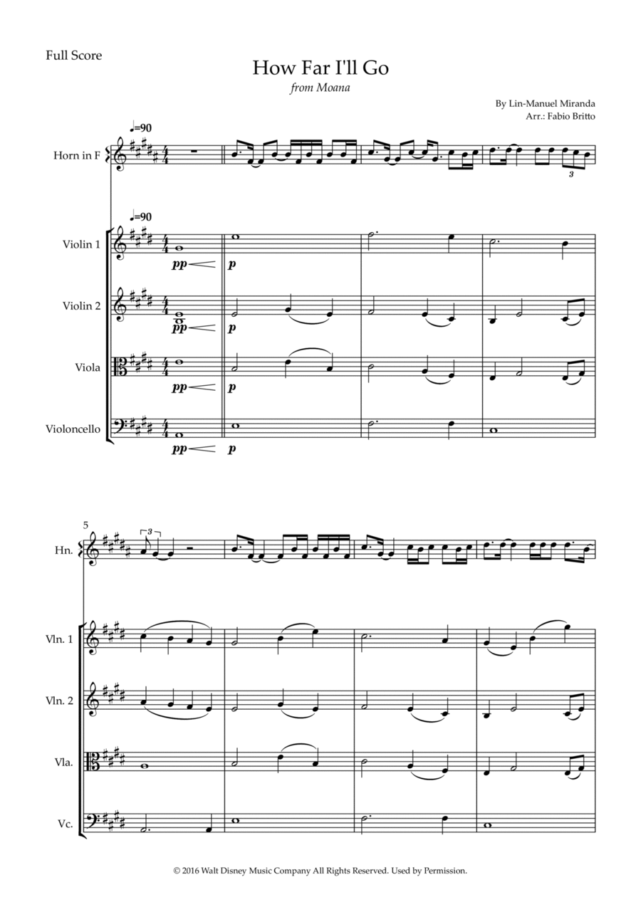 How Far I'll Go Small Ensemble scores gallery preview page 1