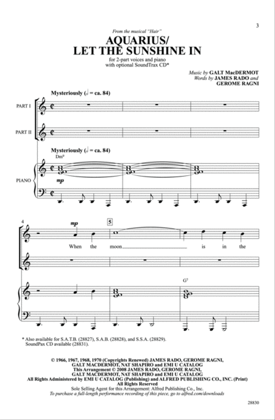 Aquarius / Let the Sunshine In 2-Part scores gallery preview page 11