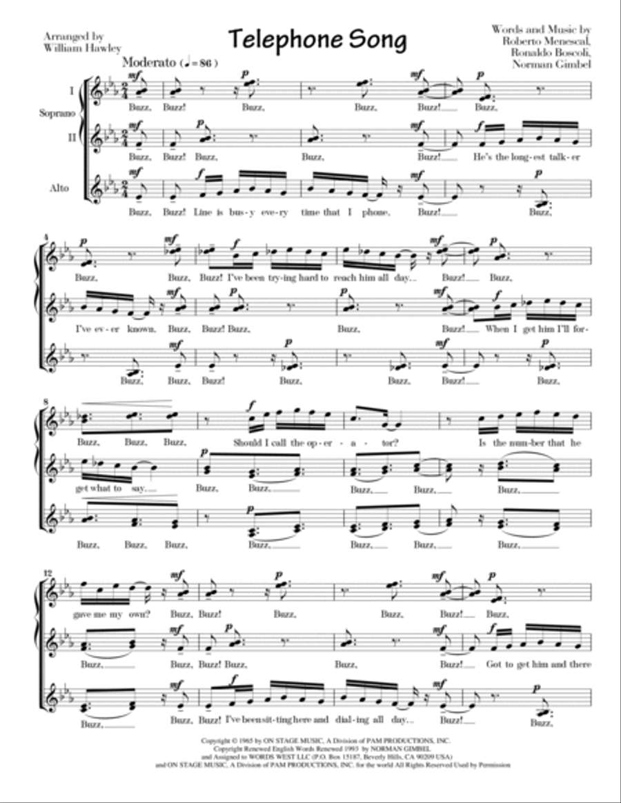 Telephone Song Telephone Song Women's Choir scores gallery preview page 2