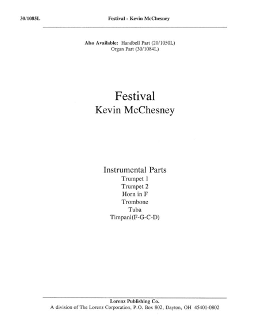Festival - Instrumental Parts for Brass and Timpani Score scores gallery preview page 1