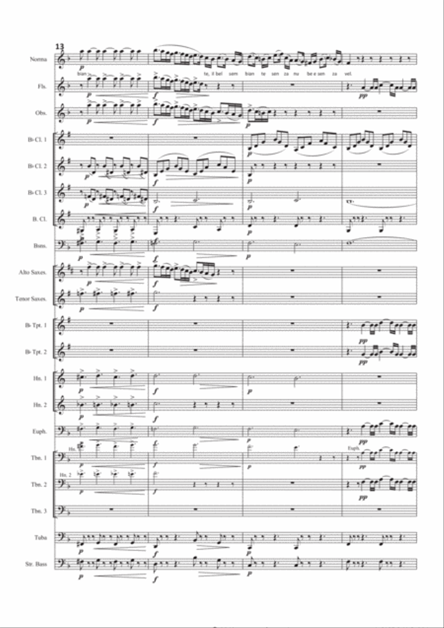 Casta Diva (from Norma - G. Puccini) arranged for voice and concert band Concert Band scores gallery preview page 5