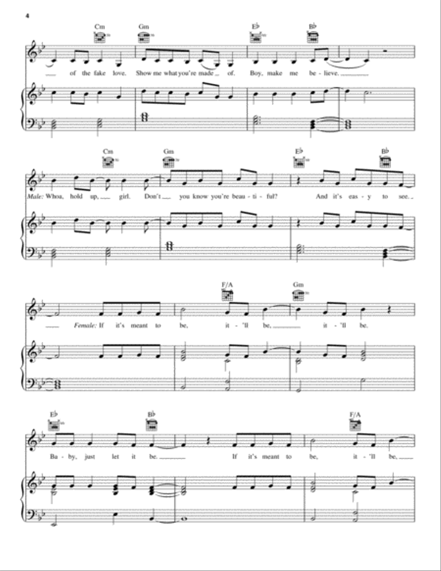 Meant To Be (feat. Florida Georgia Line) Piano, Vocal, Guitar scores gallery preview page 4