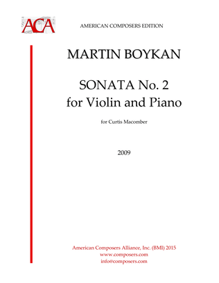 Book cover for [Boykan] Sonata No. 2 for Violin and Piano