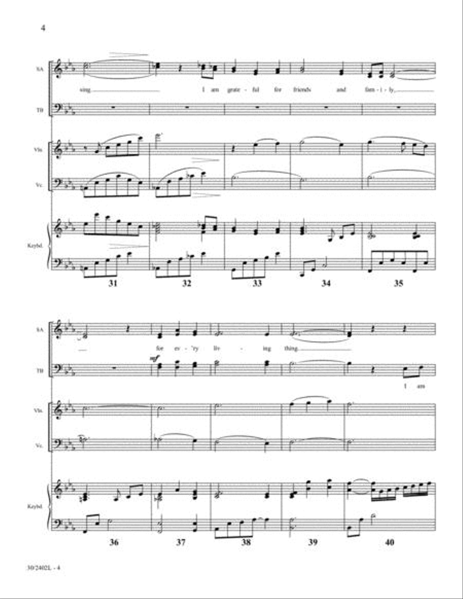Gratitude Changes Everything - Violin and Cello Score and Parts Choir scores gallery preview page 4