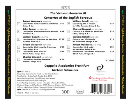 The Virtuoso Recorder: Concertos of the English Baroque, Vol. 3