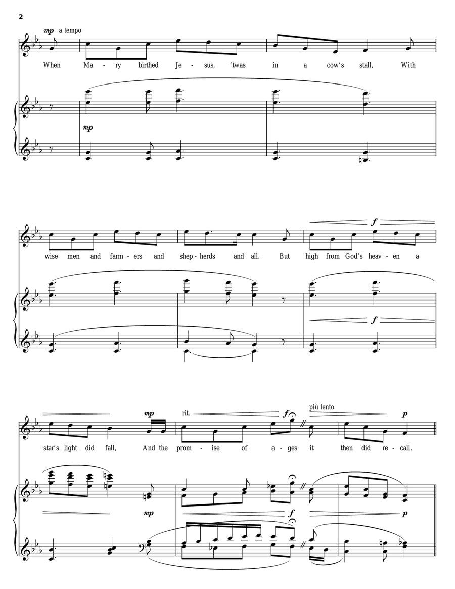 I Wonder As I Wander Piano, Vocal scores gallery preview page 2