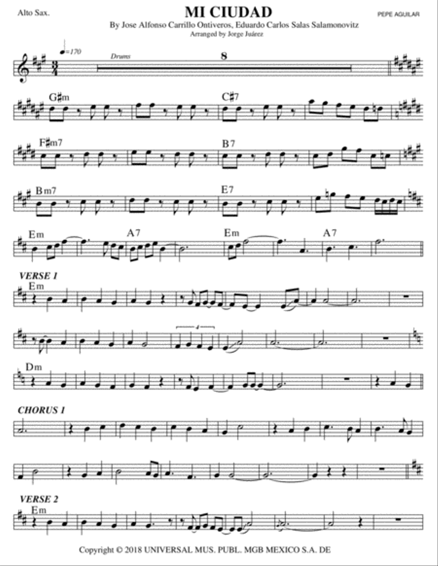 Mi Ciudad Alto Saxophone scores gallery preview page 1