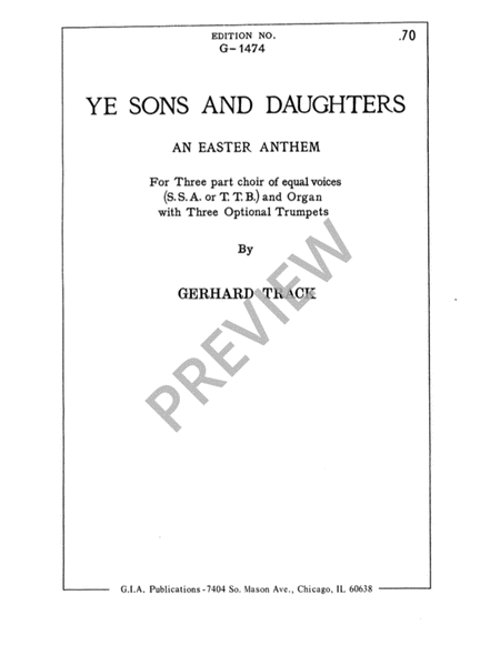 Ye Sons and Daughters - Three-part edition