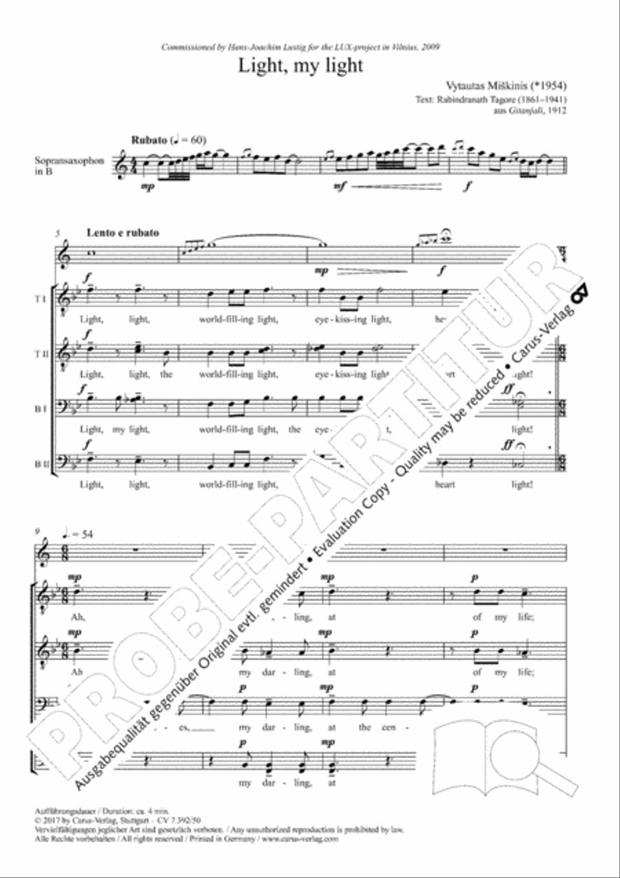 Light, my light TTBB scores gallery preview page 4
