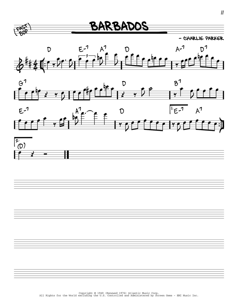 Barbados Piano scores gallery preview page 1