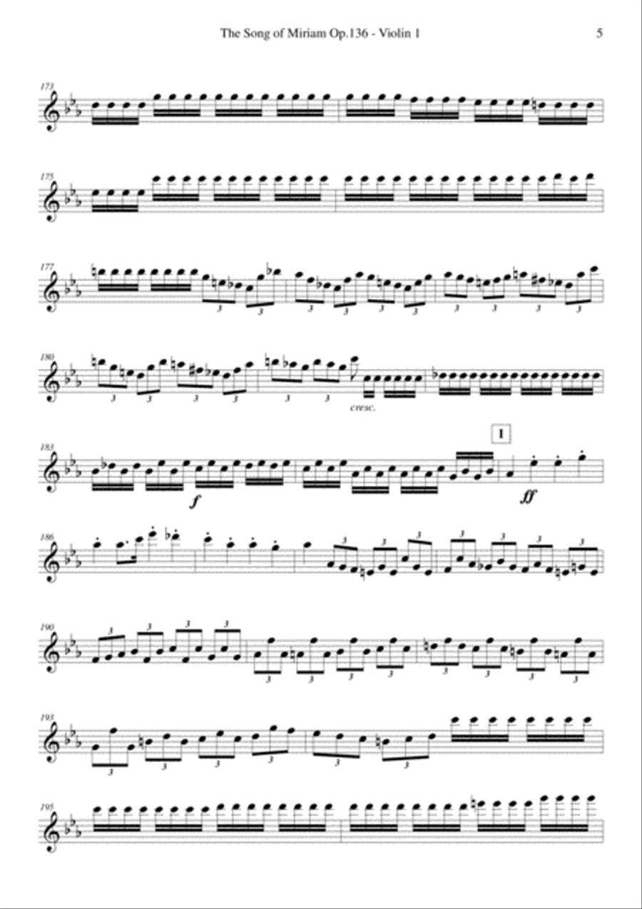 Schubert - The Song of Miriam Op.136 - Violin 1 Chamber Orchestra scores gallery preview page 5