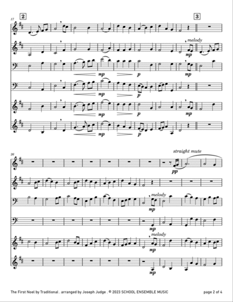 The First Noel for Brass Quartet in Schools Brass Quartet scores gallery preview page 2