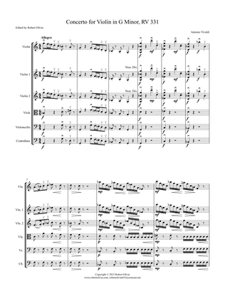 Book cover for Concerto for Violin in G Minor, RV 331