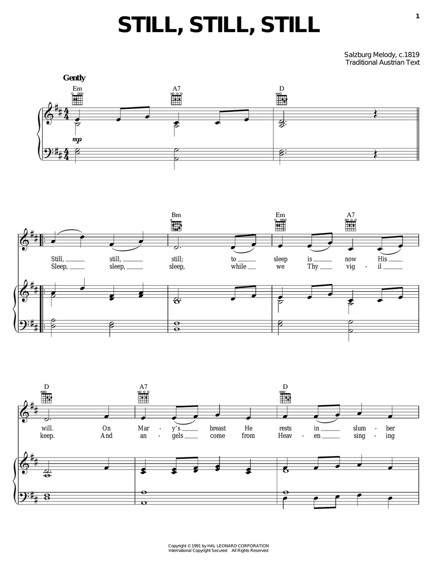 Still, Still, Still Piano, Vocal, Guitar scores gallery preview page 1