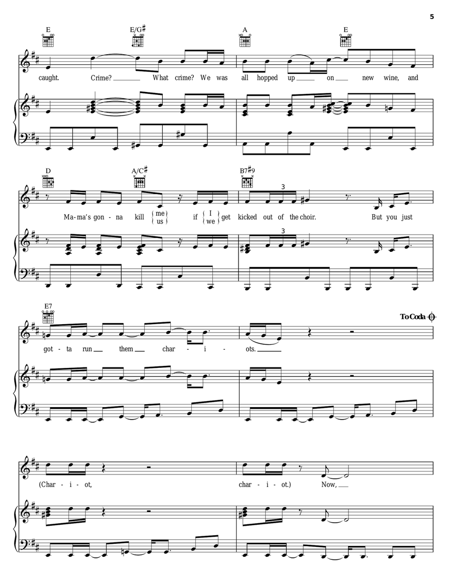Chariot Chariot Piano, Vocal, Guitar scores gallery preview page 5