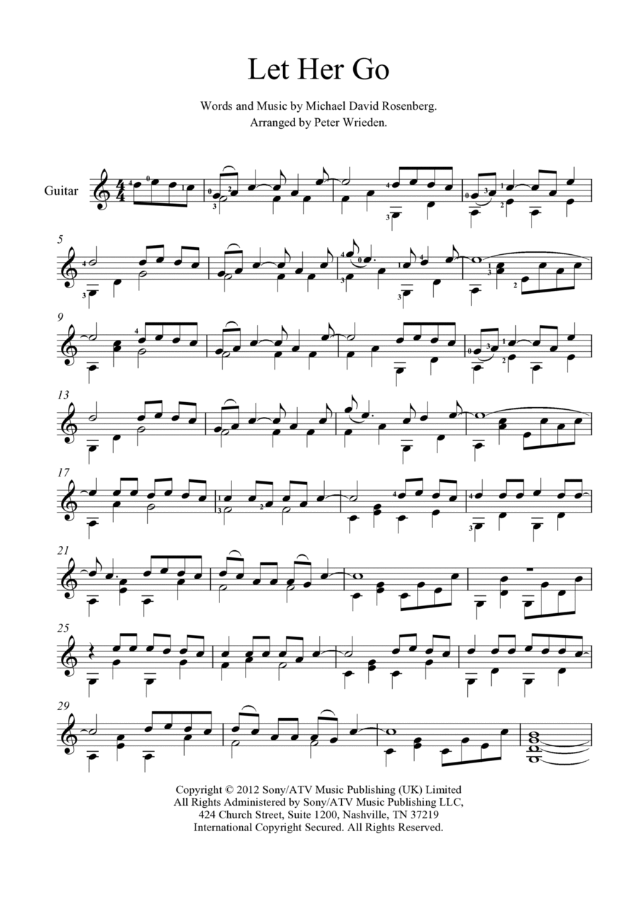 Let Her Go Guitar Solo scores gallery preview page 1