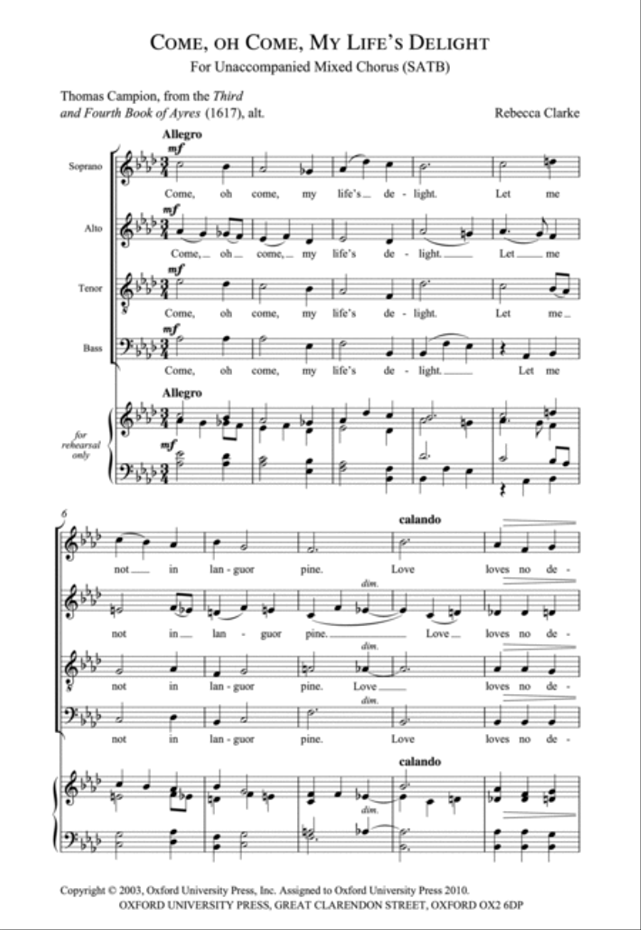 Come, oh come, my life's delight 4-Part scores gallery preview page 3