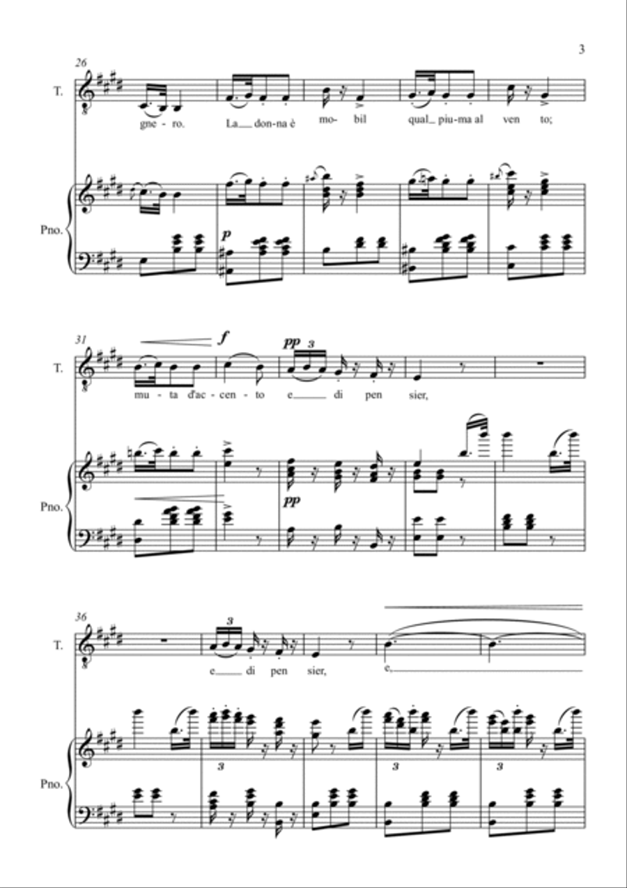 La donna è mobile - for Tenor - in E Voice scores gallery preview page 3