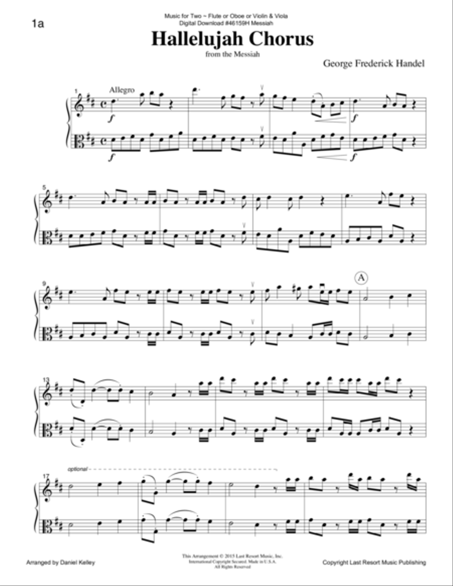 Handel's Messiah - Duet - for Flute or Oboe or Violin & Viola - Music for Two Small Ensemble scores gallery preview page 2
