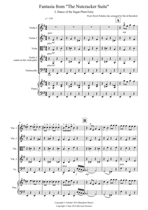 Dance of the Sugar Plum Fairy (fantasia from Nutcracker) for String Quartet