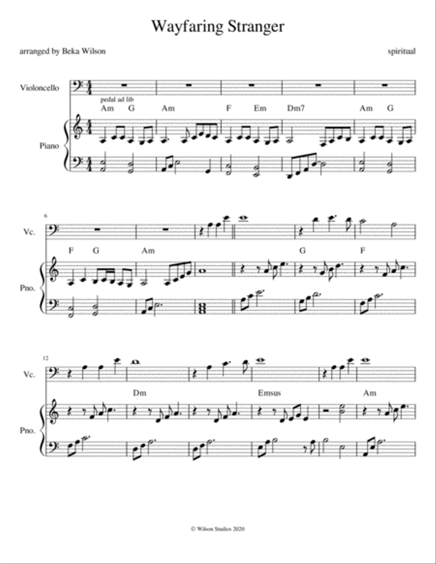 Wayfaring Stranger Piano scores gallery preview page 1
