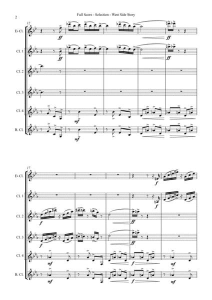 'Mambo' from 'West Side Story' - for Clarinet Choir (Eb, 4 Bb & B.Cl.) image number null