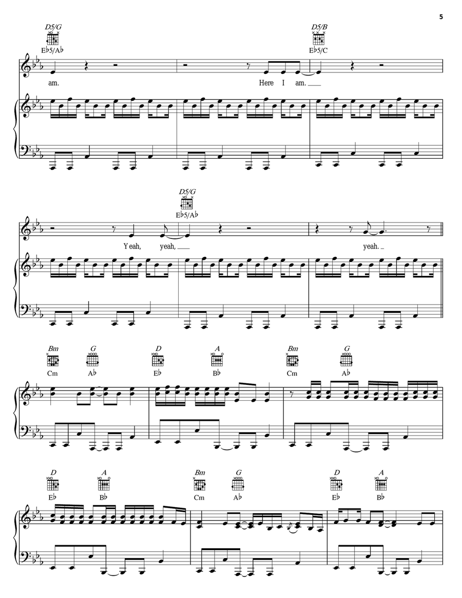 Here I Am (End Title) Piano, Vocal, Guitar scores gallery preview page 5
