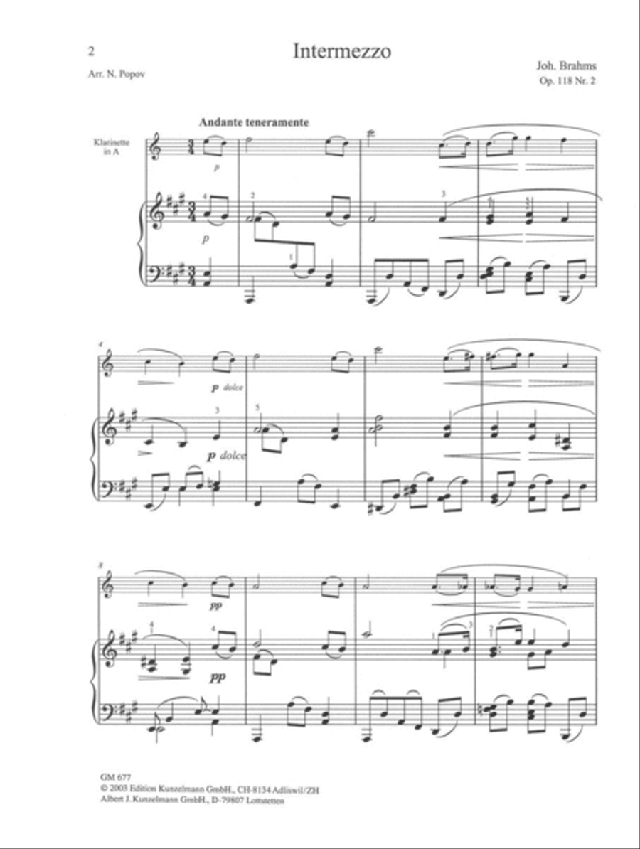 Intermezzo Op. 118/2 Clarinet Solo scores gallery preview page 3