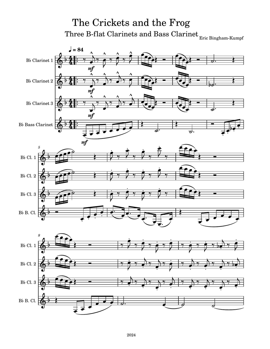 The Crickets and the Frog Woodwind Quartet scores gallery preview page 1