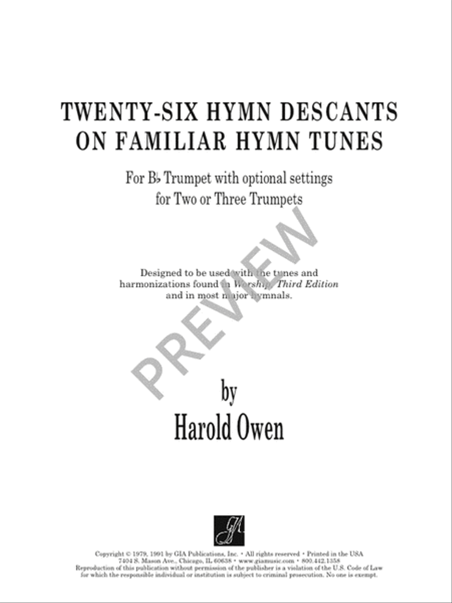Twenty-Six Hymn Descants on Familiar Hymn-Tunes Trumpet scores gallery preview page 3